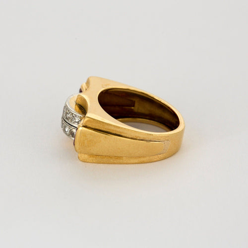 Bague 54 Bague Tank or jaune, diamants et rubis 58 Facettes LJ14