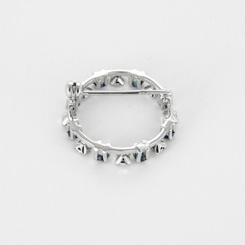 Broche Broche or gris, pierre blanches et saphirs 58 Facettes MON0701
