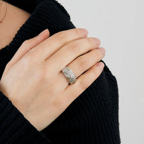 Bague 56 Bague or blanc et diamants 58 Facettes BO/230143
