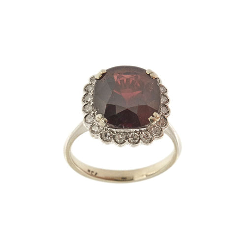 Bague 55 Bague fleur or blanc avec grenat et diamants 58 Facettes 33304
