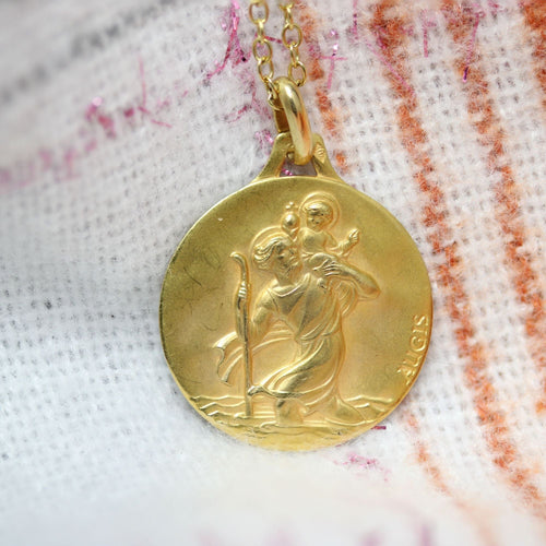 Pendentif Médaille or jaune Saint Christophe signée Augis 58 Facettes 24-297B
