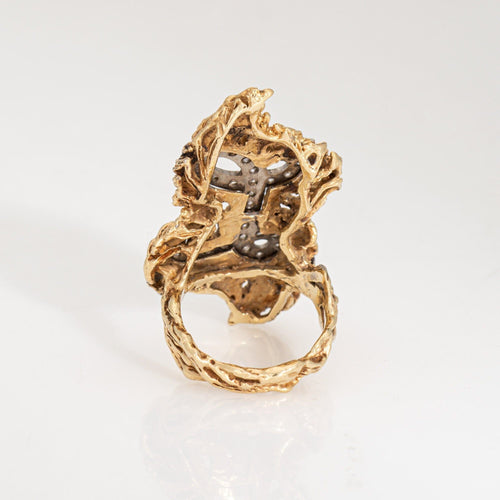Bague 49 Bague initiale en or jaune et diamants style vintage des années 70 avec lettre L 58 Facettes G14086