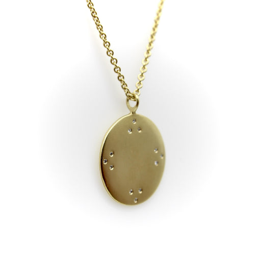 Collier Pendentif miroir tibétain en or 18 carats avec diamant et chaîne par Me & Ro 58 Facettes A20043