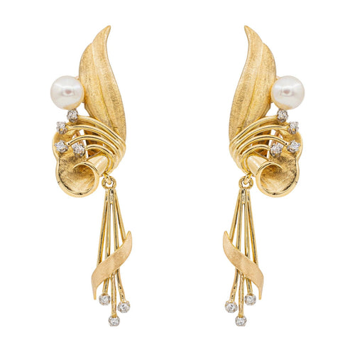 Boucles d'oreilles Boucles d'oreilles Pendantes Or jaune Perle de culture 58 Facettes 3132896RV