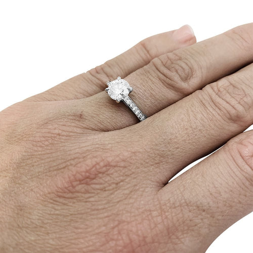 Bague Bague solitaire accompagné 1.04 ct, or blanc. 58 Facettes 30717