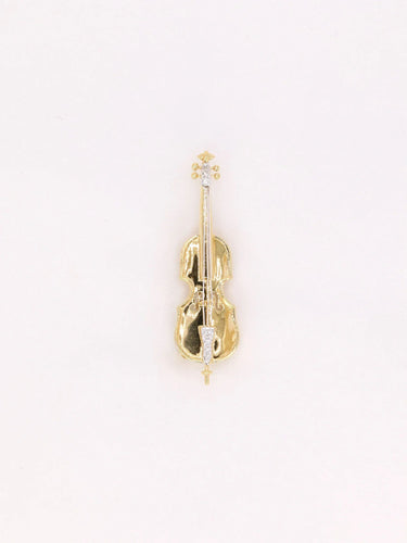 Broche Broche vintage violoncelle or jaune diamants 58 Facettes J429