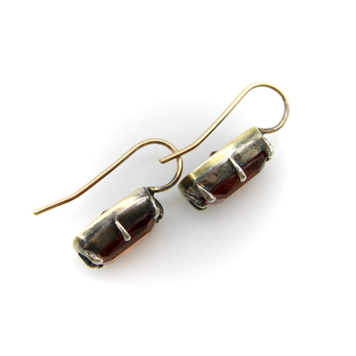 Boucles d'oreilles Boucles d'oreilles vintage en or jaune et argent serties de grenats mandarins 58 Facettes