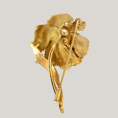 Broche Broche or jaune motif de fleur 58 Facettes DRE1566