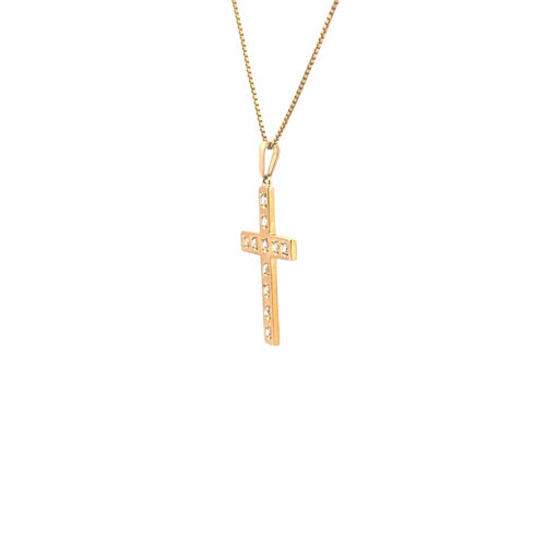 Pendentif Croix Or Jaune 18k & Diamants 58 Facettes 2-PEA1-GS28848
