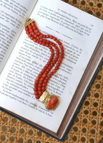 Bracelet Bracelet ancien or jaune, corail, camée 58 Facettes