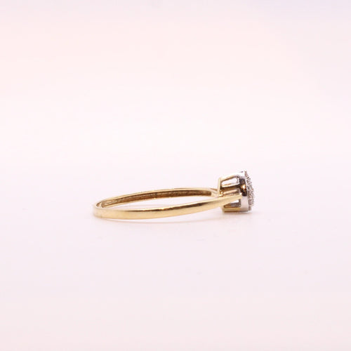 Bague Solitaire Goutte et pavage de diamants or jaune 18k 58 Facettes