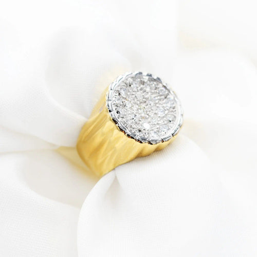 Bague 54 Chevalière en or jaune avec diamants de 0,60 ct 58 Facettes