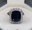 Bague 59 Bague vintage en or blanc avec saphir 58 Facettes
