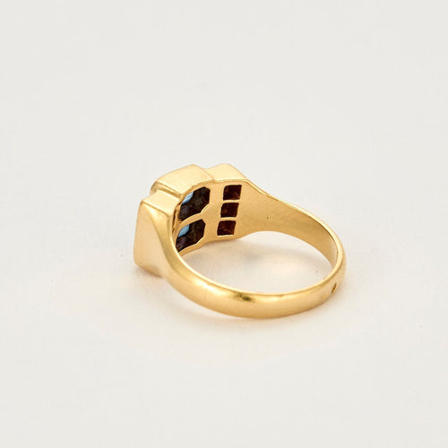 Bague 54,5 Bague or jaune, saphirs et diamants 58 Facettes SMA0067