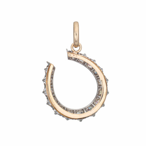 Pendentif Pendentif fer à cheval en diamant de style victorien antique, en or et platine, ancienne mine 58 Facettes G14061