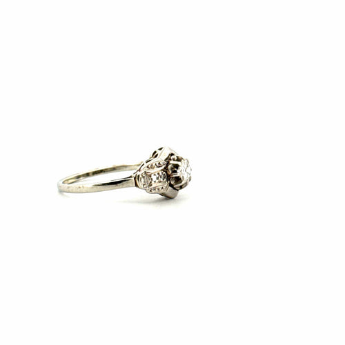 Bague 52 Solitaire Vintage Or Blanc & Diamants 58 Facettes