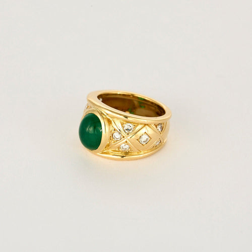 Bague 48 Bague jonc or jaune, émeraude et diamants 58 Facettes CAN11631