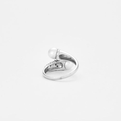 Bague 55 Bague Toi et Moi diamants et perles 58 Facettes 2547
