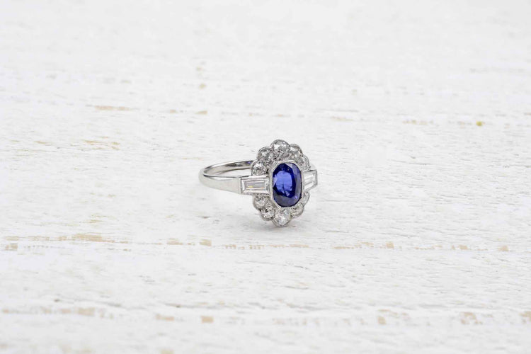 Bague Bague Platine Saphir Diamants 58 Facettes 22801