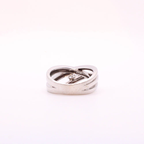 Bague Bague trilogie de diamants  sertis sur or blanc 58 Facettes