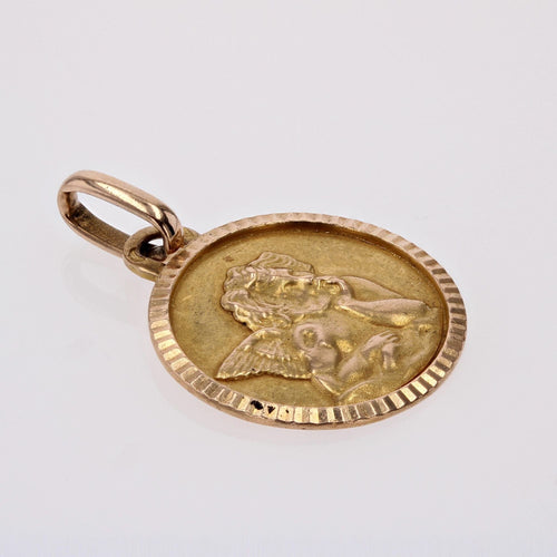 Pendentif Médaille angelot or rose 58 Facettes CVP116