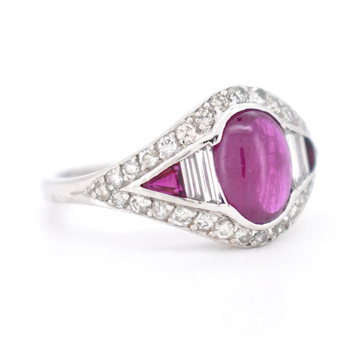 Bague 53 Bague Vintage Rubis et Diamants, Style Art Déco 58 Facettes 431