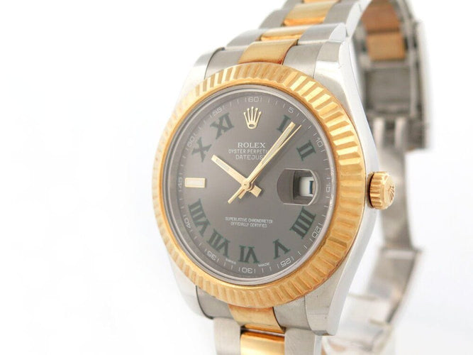 Montre montre ROLEX datejust ii wimbledon 116333 en or 18k acier 41mm automatique 58 Facettes 266380