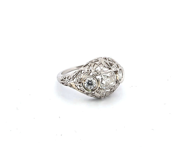 Bague 48 Superbe bague Art Déco en platine avec diamants taille ancienne 58 Facettes