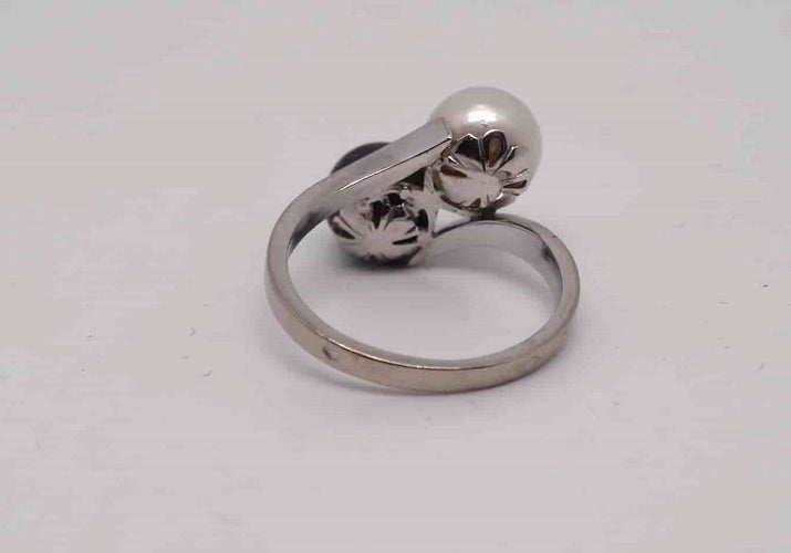 Bague Bague or blanc perles Toi et Moi 58 Facettes 12332