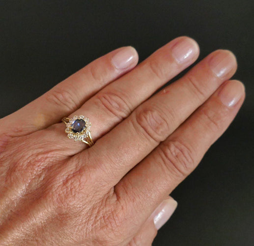 Bague 55 Bague Saphir Et Diamants, Or 18 Carats 58 Facettes