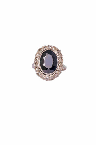Bague 54 Bague Pompadour  en platine, saphir et diamants 58 Facettes