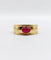 Bague jonc vintage Art Déco or jaune, cabochon de rubis 58 Facettes A06209