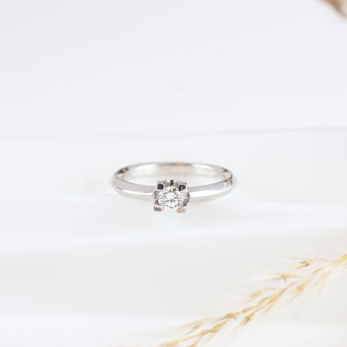 Bague 54 Anillo solitaire en or blanc 18k et diamant 0,25 ct 58 Facettes 131631