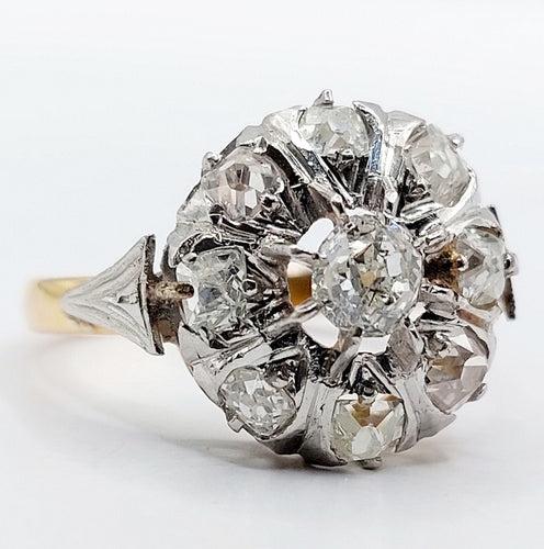 Bague 54 Bague marguerite or jaune, platine et diamants taille ancienne (circa 1920) 58 Facettes A05474