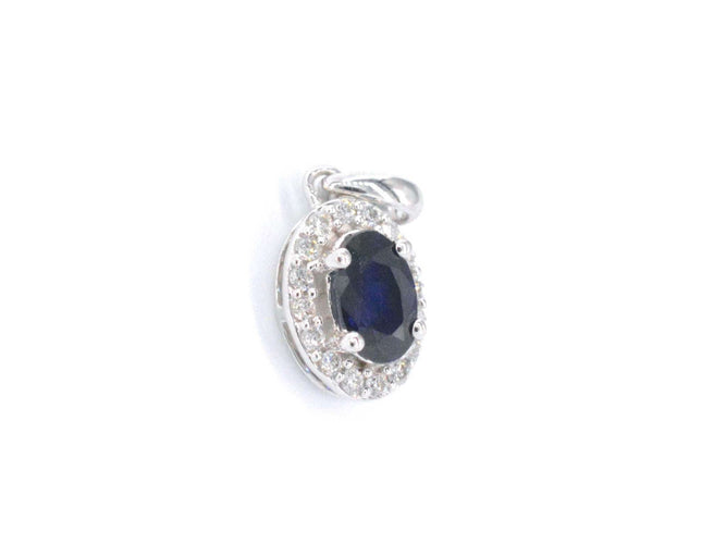 Pendentif Pendentif entourage en or blanc avec diamants et saphir 58 Facettes 2016