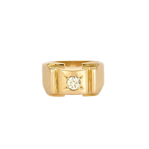 Bague 46.5 Chevalière en or jaune et diamant 58 Facettes BLO0173