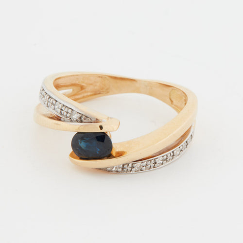 Bague 51 Bague or jaune - Saphir et Diamants 58 Facettes Ref 7145/12