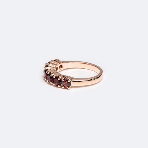 Bague 16 / Oro Rosa Anello “Rivierè” con granati 58 Facettes ANL642