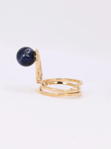 Bague 57 Bague moderniste or jaune sodalite 58 Facettes 1087.16