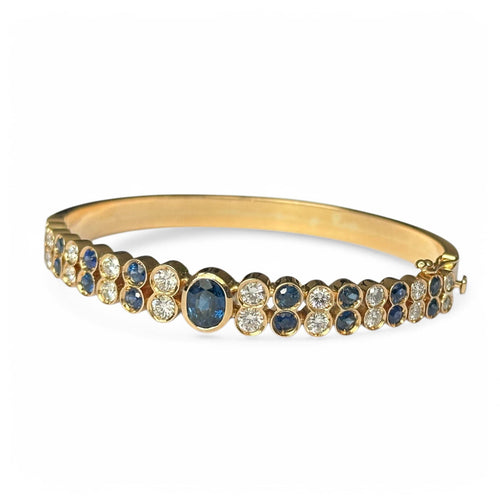 Bracelet Jonc or jaune, Serti de Saphirs et Diamants 58 Facettes 339