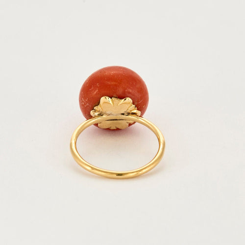 Bague 49 Bague or jaune et perle de corail 58 Facettes ASN0350