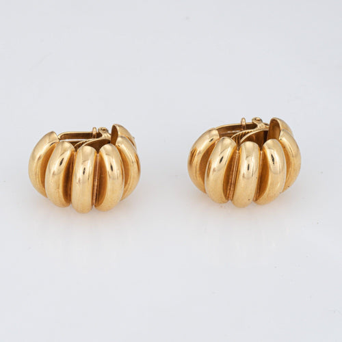 Boucles d'oreilles Boucles d'oreilles côtelées vintage Tiffany & Co. en or jaune 14 carats, style milieu du siècle, à clip. 58 Facettes G14150