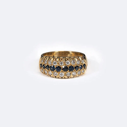 Bague 14 / Oro Giallo Anello “Rivière” di diamanti e zaffiri 58 Facettes ANL463