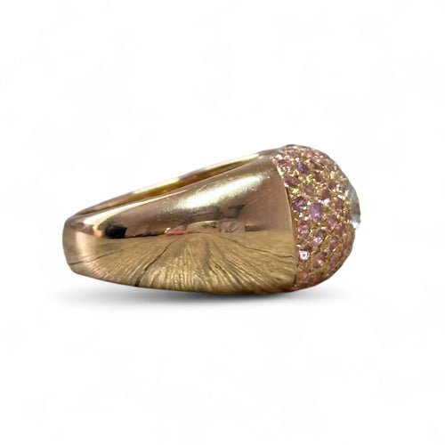 Bague 54 Bague dôme diamant 0,50 ct et saphirs roses en or jaune 18 carats 58 Facettes 197