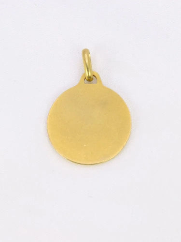Pendentif AUGIS- Médaille amour ronde Plus qu’hier moins que demain or jaune diamants rubis 58 Facettes J256
