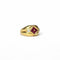 Bague 53 Bague croisillons bombée godronnée en or jaune 18k, rubis et diamants 58 Facettes REF2575-343