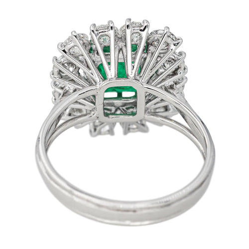 Bague 57 Bague Pompadour Or blanc Emeraude, Diamant 58 Facettes 4387210CN