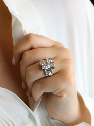 Bague 54 Bague pont diamants taille ancienne 58 Facettes 1153.15