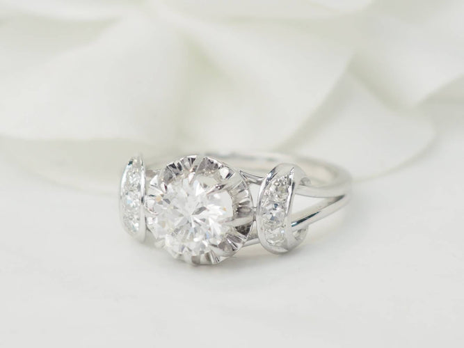Bague 57 Bague solitaire en or blanc platine et diamant 1,20ct 58 Facettes 33557