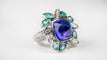 Bague 54 Bague Précieuse or blanc, tanzanite, tourmalines paraiba 58 Facettes Tanz 1